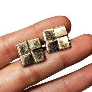 Gold Tone Square Cufflinks Vtg Minimalist Basic